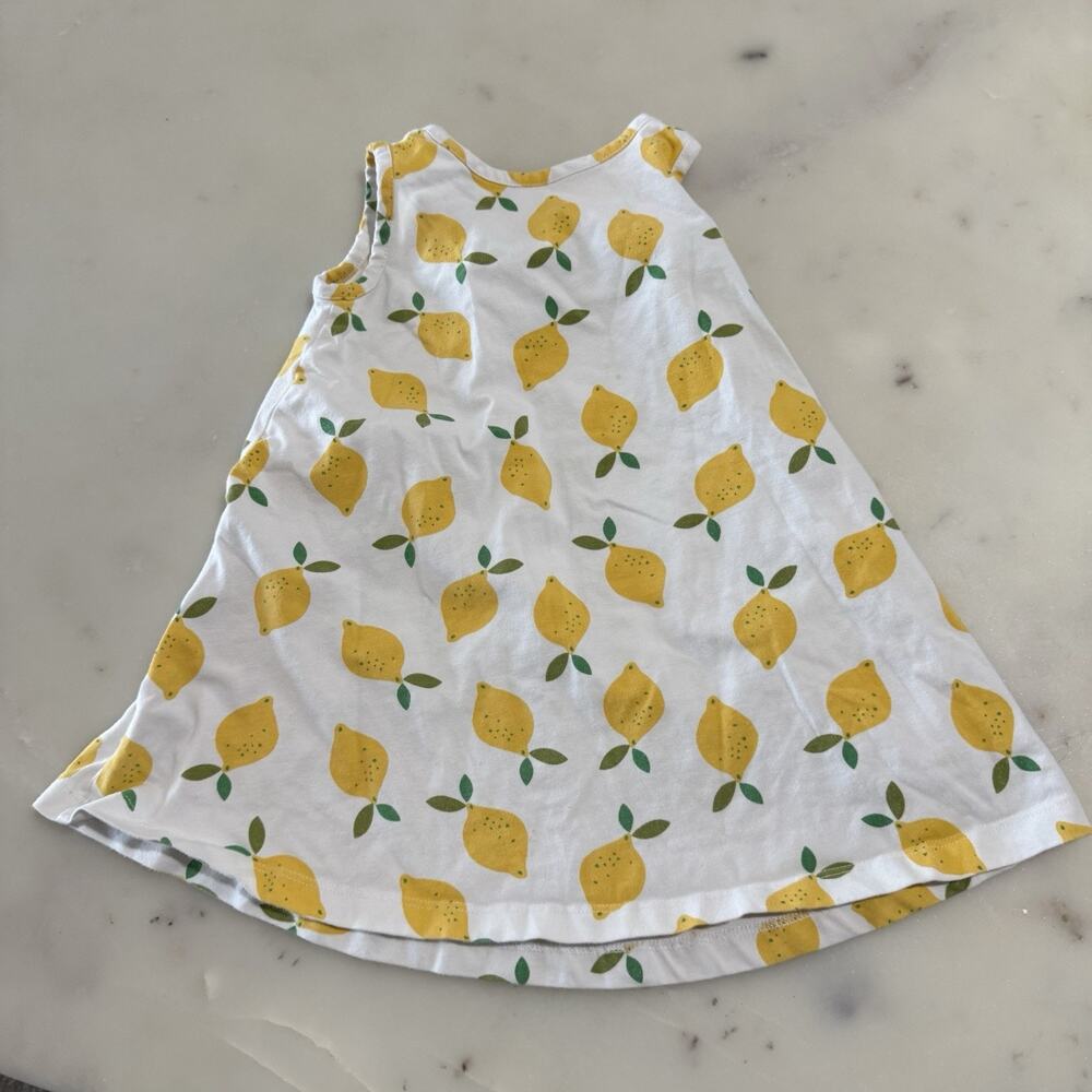 Hanna Andersson Baby Girls Cotton Lemon Dress Size 2T 85cm Sleeveless Yellow